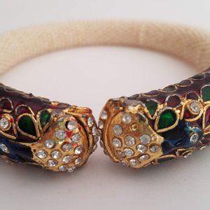 Pair of Beaded Bracelets with Peacocks